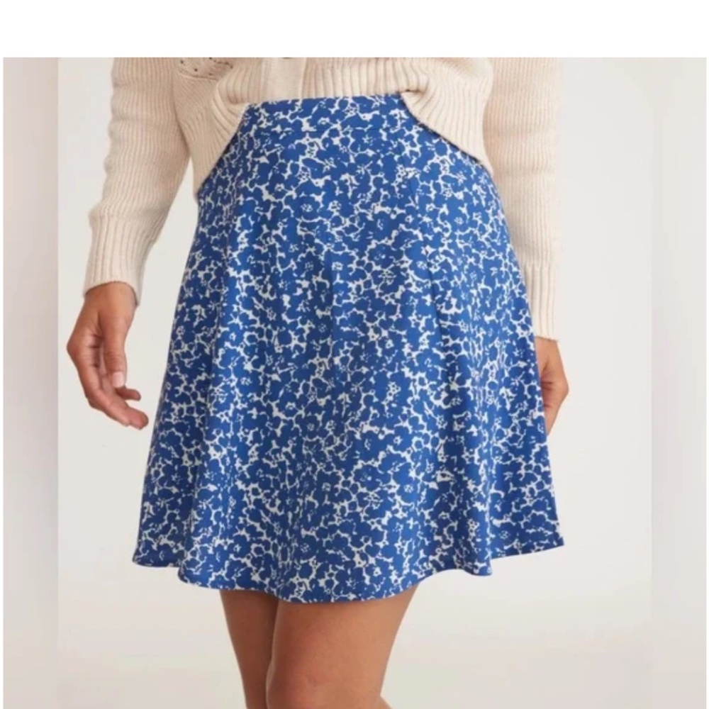 Marine Layer Bonnie Mini Skirt Blue & White Floral Print